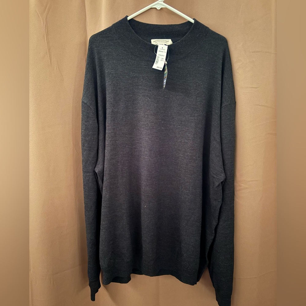 Pronto Uomo Men's Sweater 100% Merino Extra Fine Wool Size 5XLT Big & Tall NWT